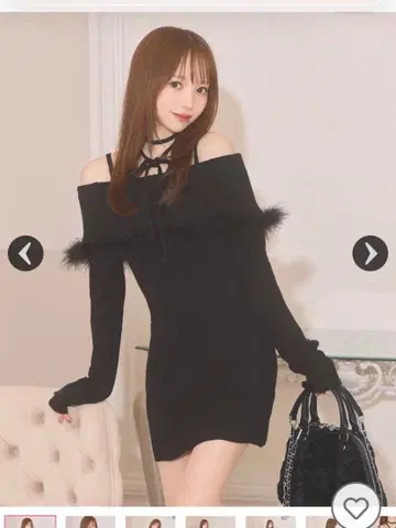 michellMacaron 퍼 케이프 오프숄더 니트 원피스