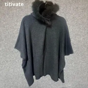 titivate 티티베이트 퍼 다크 그레이 니트 판초