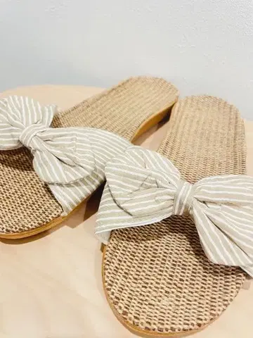 슬리퍼 린넨 여름용 리본 귀여운