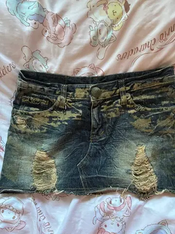 데미지 데님 미니 스커트 d.i.a