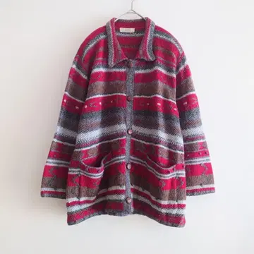 b 쇼와 레트로 빈티지 노르딕 옷깃 포함 실크 니트 가디건