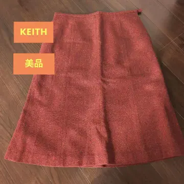 [ 새상품급 ] KEITH 무릎 기장 스커트 빨간색 가을 겨울용 레트로