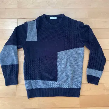 INHERIT 네이비 그레이 니트 L