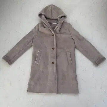 유니클로 무스탕풍 코트 베이지 M 후드