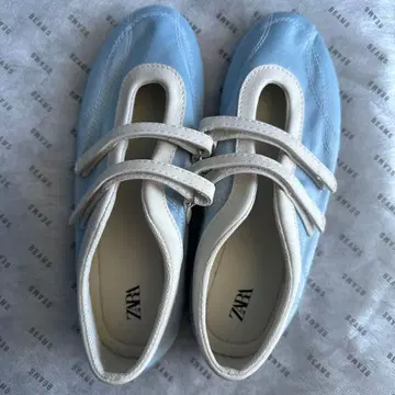 ZARA 스카이블루 스트랩 발레 슈즈 35