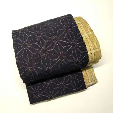 린넨 잎 패턴 하프 사이즈 코부쿠로 오비 긴 길이