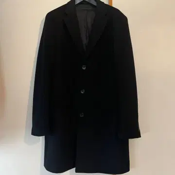 UNIQLO 블랙 체스터 코트 울 캐시미어 L