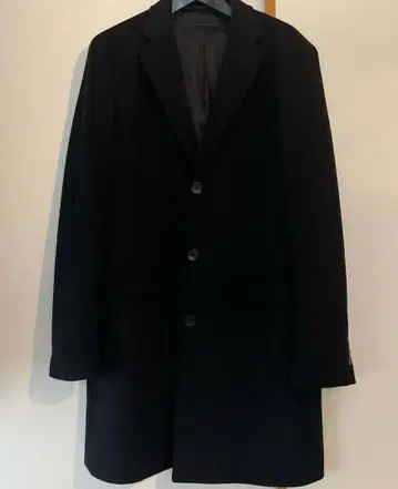 UNIQLO 블랙 남성용 체스터 코트 캐시미어 L