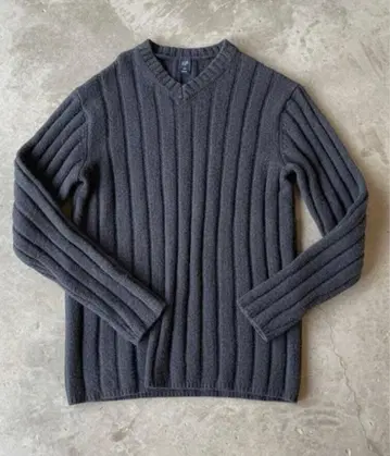 고급 GAP 빈티지 구제 의류 00s 램스울 케이블 니트 M 블루