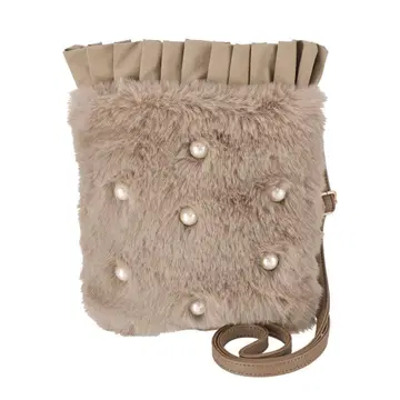 앤드러브 펄 비쥬 모코모코 베이지 퍼 숄더백