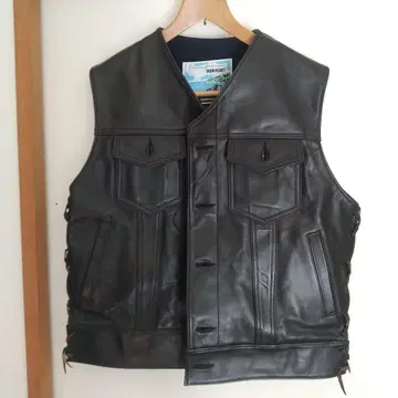 IRON HEART 가죽 베스트 L 블랙