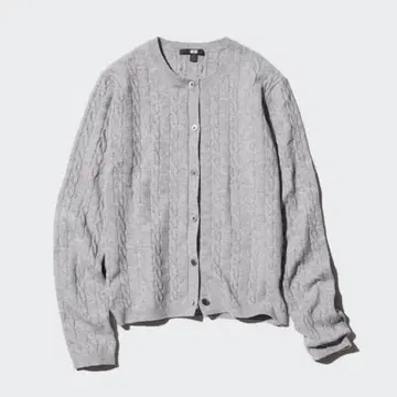 유니클로 케이블 크루넥 가디건