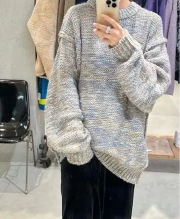 [ 새상품 택 포함 ] WHIMSIC 아웃 링킹 믹스 니트 블루