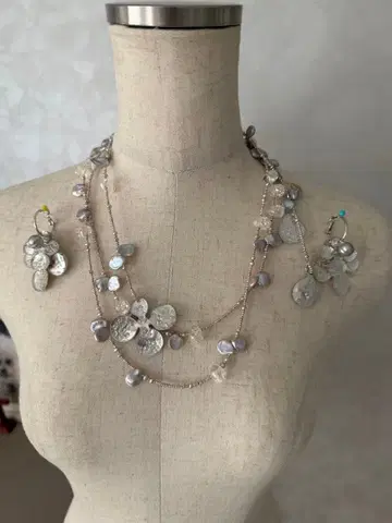 담수 진주 & 아크릴 목걸이와 귀걸이