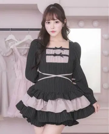 pium  사다리 리본 티어드 셋업 새상품 핑크