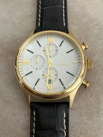 작동 오로비안코 크로노그래프 화이트 다이얼 남성용 QZ 손목시계