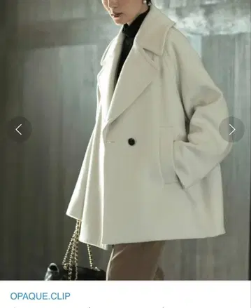 오파크 클립 울 캐시미어 블렌드 미들 기장 피 코트