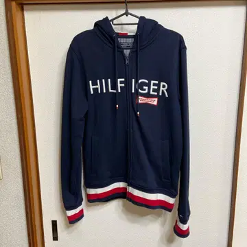 HILFIGER 네이비 트리콜로르 컬러 후드티