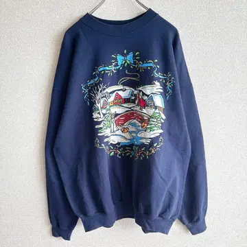 Hanes 90s 크리스마스 눈사람 루돌프 아메카지 네이비 XL