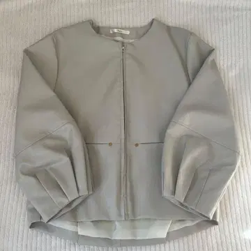 그레이 노카라 자켓 벌룬 슬리브