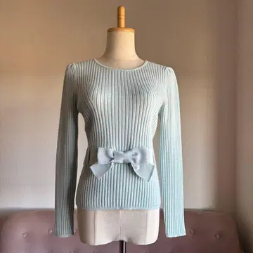 엠즈 그레이시 허리 리본 포함 니트 스테디셀러 그로그랭 리본 블루