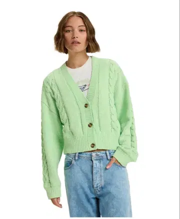 ROXY 우먼 가디건 드롭 숄더 짧은 기장 새상품