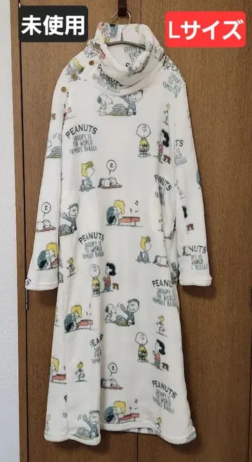 미사용 PEANUTS 플리스 룸웨어 원피스 L 사이즈 스누피