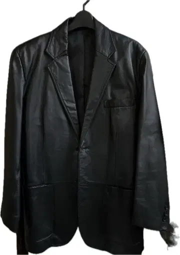 블랙 가죽 테일러드 자켓