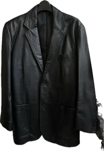 블랙 가죽 테일러드 자켓