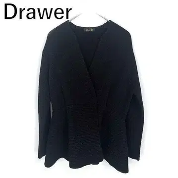 드로어 Drawer 니트 가디건 V넥 페플럼 블랙