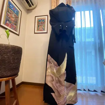 [기모노 리메이크] 홀터넥 사이드 리본 롱 원피스 드레스 볼레로 포함