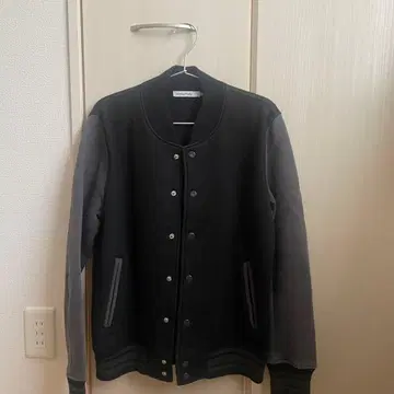 플리스 바시티 자켓 블랙/그레이