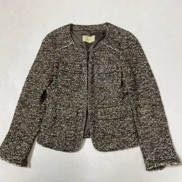 투모로우랜드 DES PRESS 믹스 트위드 노카라 자켓