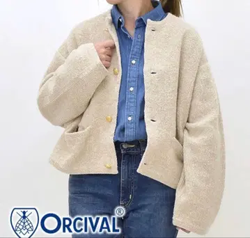 새상품급 오르치발 ORCIVAL 니트 가디건 골드 버튼 노카라