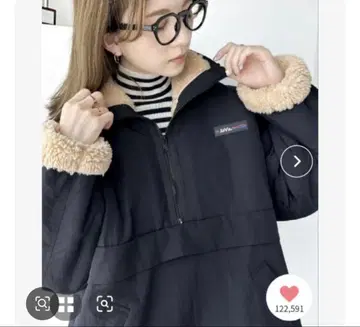 리버서블 하프 지퍼 나일론 보아 오버 사이즈 블루종