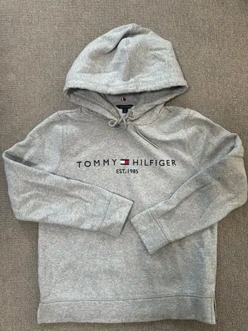 TOMMY HILFIGER 그레이 후드 부착 후드티 S