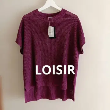 새상품 LOISIR 퍼플 반팔 니트 린넨 빅사이즈
