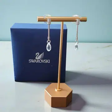 SWAROVSKI 크리스탈 드롭 실버 귀걸이 클리어 롱 흔들림