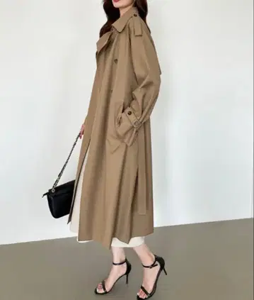 베이지 트렌치코트 롱 기장