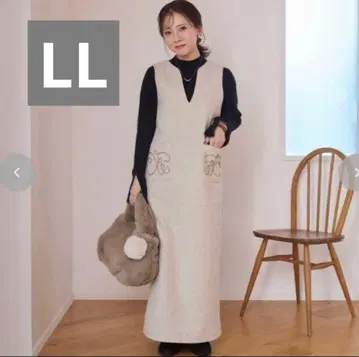 시마무라 yumi 자수 오버롤 스커트 아이보리 LL