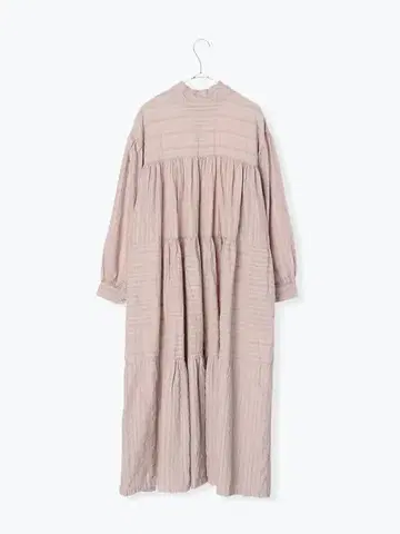 츠하루 몰계 스트라이프 스탠드 원피스 핑크