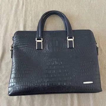 네이비 크로커다일 패턴 비즈니스 백