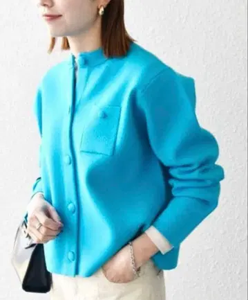새상품 SHIPS any 노카라 자켓 가디건 블루