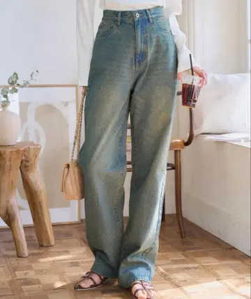 고베 레터스 하이웨스트 스트레이트 와이드 데님 팬츠