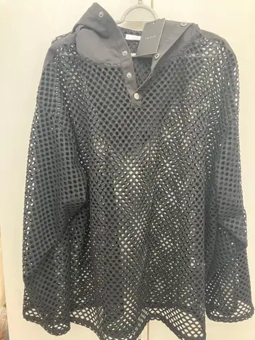 cussil 숄더 라인 메쉬 후드티