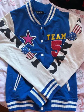 TEAM 5 바시티 자켓 파랑/화이트