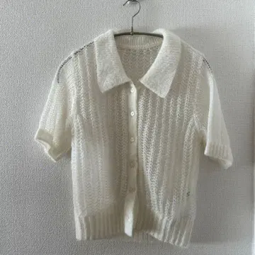 화이트 숏 슬리브 가디건