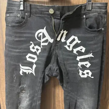 아담스 저글러 인기 데님 로고 장식 블랙 데님 팬츠