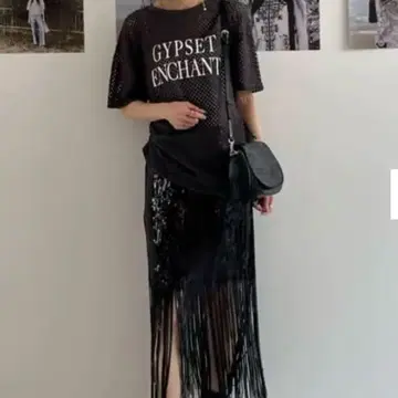 그레이스 콘티넨탈 스팽글 프린지 스커트 새상품 연말 대세일