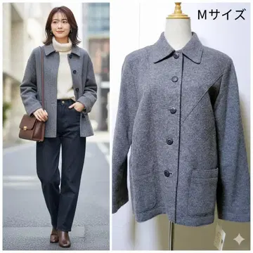 새상품급 울 73% 일본제 자켓 그레이 M~L 넉넉한 부티크 품질